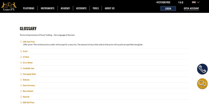 Glossaire de LegacyFX image